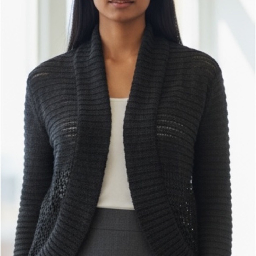 G2000 pink Black Open Cardigan Wool Blend Casual Closet Staple